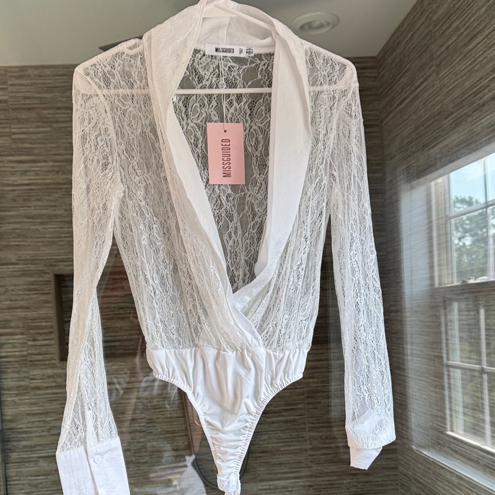 Missguided White Lace Bodysuit